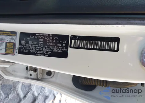 2024 Kia Forte Lxs z USA, uszkodzony, nr VIN 3KPF24AD2RE731885